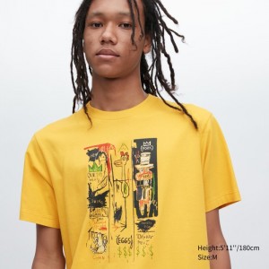 Koszulki Z Grafiką Damskie Uniqlo UT Archive UT (Short Sleeve) (Jean-Michel Basquiat) Żółte,Uniqlo Polska | H911739