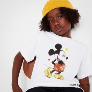 Koszulki Z Grafiką Dziecięce Uniqlo Mickey Stands UT (Short Sleeve) Białe,Uniqlo Polska | K313833