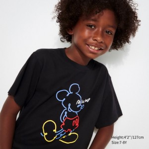 Koszulki Z Grafiką Dziecięce Uniqlo Mickey Stands UT (Short Sleeve) Czarne,Uniqlo Polska | R060277