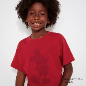 Koszulki Z Grafiką Dziecięce Uniqlo Mickey Stands UT (Short Sleeve) Czerwone,Uniqlo Polska | X089694