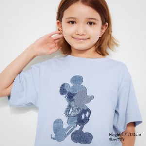 Koszulki Z Grafiką Dziecięce Uniqlo Mickey Stands UT (Short Sleeve) Głęboka Niebieskie,Uniqlo Polska | X250264