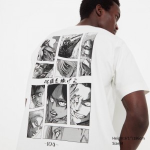 Koszulki Z Grafiką Męskie Uniqlo Attack on Titan UT (Short Sleeve) Białe,Uniqlo Polska | F074642