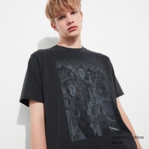 Koszulki Z Grafiką Męskie Uniqlo Attack on Titan UT (Short-Sleeve) Ciemny Szare,Uniqlo Polska | X915741