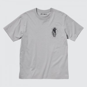 Koszulki Z Grafiką Męskie Uniqlo Attack on Titan UT (Short-Sleeve) (A Titan Inside The Wall) Szare,Uniqlo Polska | F905046