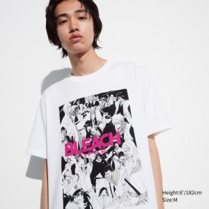 Koszulki Z Grafiką Męskie Uniqlo BLEACH: Thousand-Year Blood War UT (Short-Sleeve) Białe,Uniqlo Polska | C811102