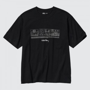 Koszulki Z Grafiką Męskie Uniqlo Keith Haring UT (Short Sleeve) Czarne,Uniqlo Polska | I526800