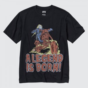 Koszulki Z Grafiką Męskie Uniqlo MAGIC FOR ALL FOREVER UT (Short-Sleeve) Czarne,Uniqlo Polska | R344012