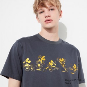 Koszulki Z Grafiką Męskie Uniqlo Mickey Shines UT (Short-Sleeve) Szare,Uniqlo Polska | M406578