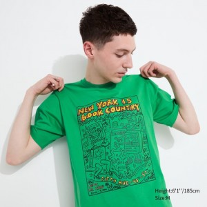 Koszulki Z Grafiką Męskie Uniqlo UT Archive UT (Short-Sleeve) (Keith Haring) Zielone,Uniqlo Polska | V144350