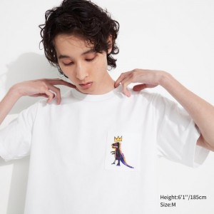 Koszulki Z Grafiką Męskie Uniqlo UT Archive UT (Short-Sleeve) (Jean-Michel Basquiat) Białe,Uniqlo Polska | E416068