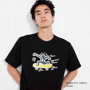 Koszulki Z Grafiką Męskie Uniqlo UT Archive UT (Short-Sleeve) (Keith Haring) Czarne,Uniqlo Polska | P870459