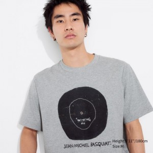 Koszulki Z Grafiką Męskie Uniqlo UT Archive UT (Short-Sleeve) (Jean-Michel Basquiat) Szare,Uniqlo Polska | Z311977