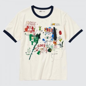 Koszulki Z Grafiką Męskie Uniqlo UT Archive UT (Short-Sleeve) (Jean-Michel Basquiat) Białe,Uniqlo Polska | G615794