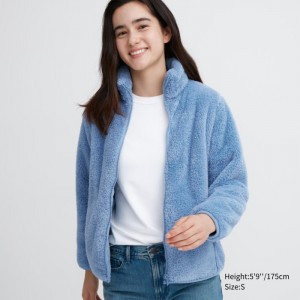 Kurtki Damskie Uniqlo Fluffy Yarn Fleece Full-Zip Niebieskie,Uniqlo Polska | Z649637