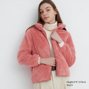 Kurtki Damskie Uniqlo Fluffy Yarn Fleece Full-Zip Różowe,Uniqlo Polska | Y394354
