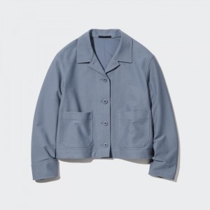 Kurtki Damskie Uniqlo Jersey Relaxed Niebieskie,Uniqlo Polska | Q995823