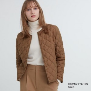 Kurtki Damskie Uniqlo PUFFTECH Quilted (Warm Padded) Brązowe,Uniqlo Polska | J851938