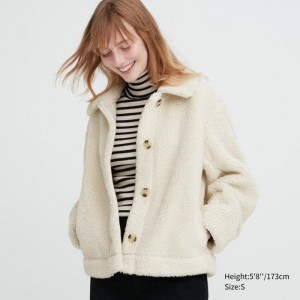 Kurtki Damskie Uniqlo Pile-Lined Fleece Białe,Uniqlo Polska | X154206