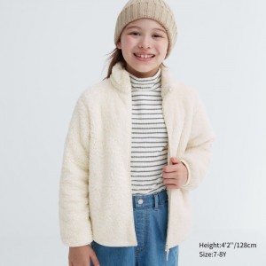Kurtki Dziecięce Uniqlo Fluffy Yarn Fleece Full-Zip Białe,Uniqlo Polska | U588605