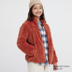 Kurtki Dziecięce Uniqlo Fluffy Yarn Fleece Full-Zip Pomarańczowe,Uniqlo Polska | Z499232