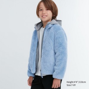 Kurtki Dziecięce Uniqlo Fluffy Yarn Fleece Full-Zip Niebieskie,Uniqlo Polska | S216968