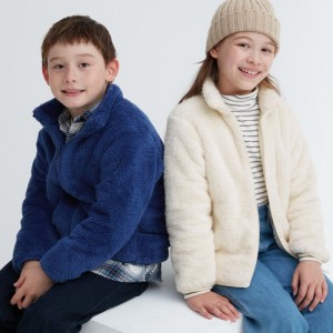 Kurtki Dziecięce Uniqlo Fluffy Yarn Fleece Full-Zip Niebieskie,Uniqlo Polska | C440712