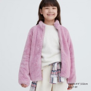 Kurtki Dziecięce Uniqlo Fluffy Yarn Fleece Full-Zip Różowe,Uniqlo Polska | X909895