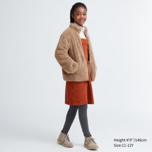 Kurtki Dziecięce Uniqlo Fluffy Yarn Fleece Full-Zip Beżowe,Uniqlo Polska | I540272