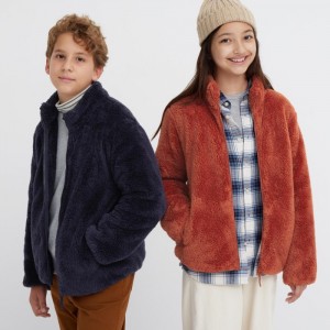 Kurtki Dziecięce Uniqlo Fluffy Yarn Fleece Full-Zip Granatowe,Uniqlo Polska | E041077
