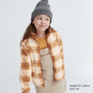 Kurtki Dziecięce Uniqlo Windproof Fleece (Checked) Beżowe,Uniqlo Polska | B475019