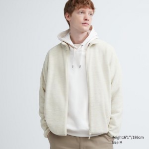 Kurtki Męskie Uniqlo Fleece Full-Zip (Heather) Białe,Uniqlo Polska | O752975