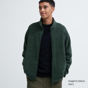 Kurtki Męskie Uniqlo Fleece Full-Zip (Heather) Ciemny Zielone,Uniqlo Polska | N709258