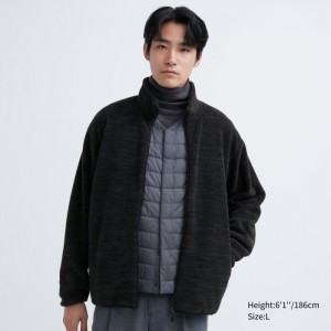 Kurtki Męskie Uniqlo Fleece Full-Zip (Heather) Ciemny Szare,Uniqlo Polska | O568304