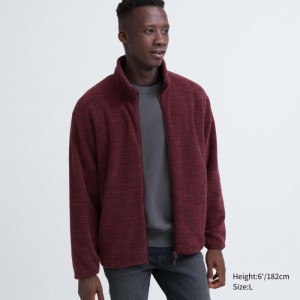 Kurtki Męskie Uniqlo Fleece Full-Zip (Heather) Czerwone,Uniqlo Polska | B848577