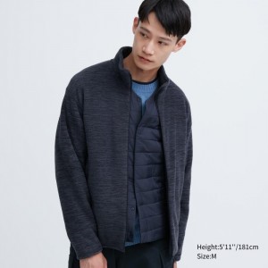 Kurtki Męskie Uniqlo Fleece Full-Zip (Heather) Niebieskie,Uniqlo Polska | H231076