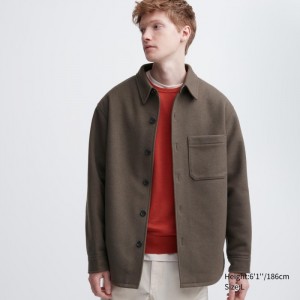 Kurtki Męskie Uniqlo Overshirt Brązowe,Uniqlo Polska | P228276