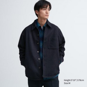 Kurtki Męskie Uniqlo Overshirt Granatowe,Uniqlo Polska | X574465
