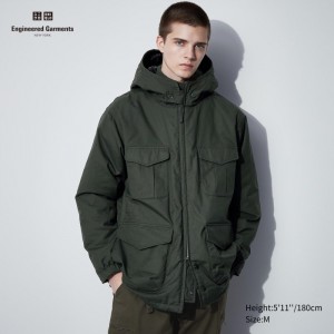 Kurtki Męskie Uniqlo PUFFTECH Utility (HEATTECH) Oliwkowe,Uniqlo Polska | L349545