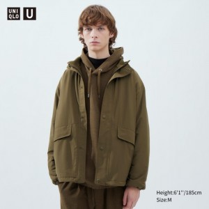 Kurtki Męskie Uniqlo Reversible Stand Oliwkowe,Uniqlo Polska | D712403