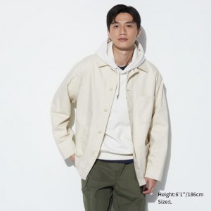 Kurtki Męskie Uniqlo Utility Białe,Uniqlo Polska | U563662