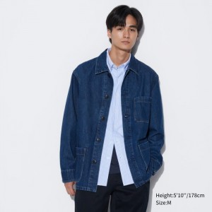Kurtki Męskie Uniqlo Utility (Denim) Niebieskie,Uniqlo Polska | R380996