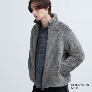 Kurtki Polarowe Męskie Uniqlo Fluffy Yarn Full-Zip Szare,Uniqlo Polska | D324058