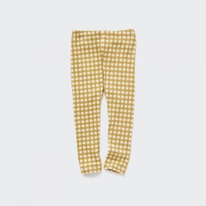 Legginsy Niemowlęce Uniqlo Ribbed Full-Length (Check) Żółte,Uniqlo Polska | T919384