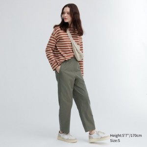 Lounge Pants Damskie Uniqlo Cotton Relaxed Ankle Oliwkowe,Uniqlo Polska | I954140