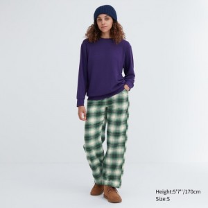 Lounge Pants Damskie Uniqlo Flannel Checked Zielone,Uniqlo Polska | W911680