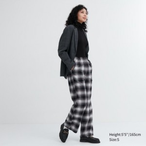 Lounge Pants Damskie Uniqlo Flannel Checked Szare,Uniqlo Polska | T980486