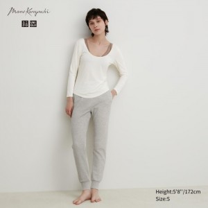 Lounge Pants Damskie Uniqlo HEATTECH Wool Blend Waffle Szare,Uniqlo Polska | V553082