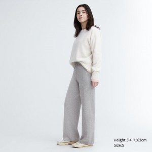 Lounge Pants Damskie Uniqlo Washable Knit Ribbed Szare,Uniqlo Polska | R905770