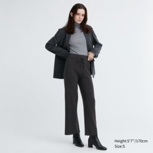 Lounge Pants Damskie Uniqlo Washable Knit Ribbed Ciemny Szare,Uniqlo Polska | A105239
