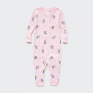 One Piece & Sets Niemowlęce Uniqlo Joy of Print Outfit Long Sleeve (Butterfly) Różowe,Uniqlo Polska | P043508